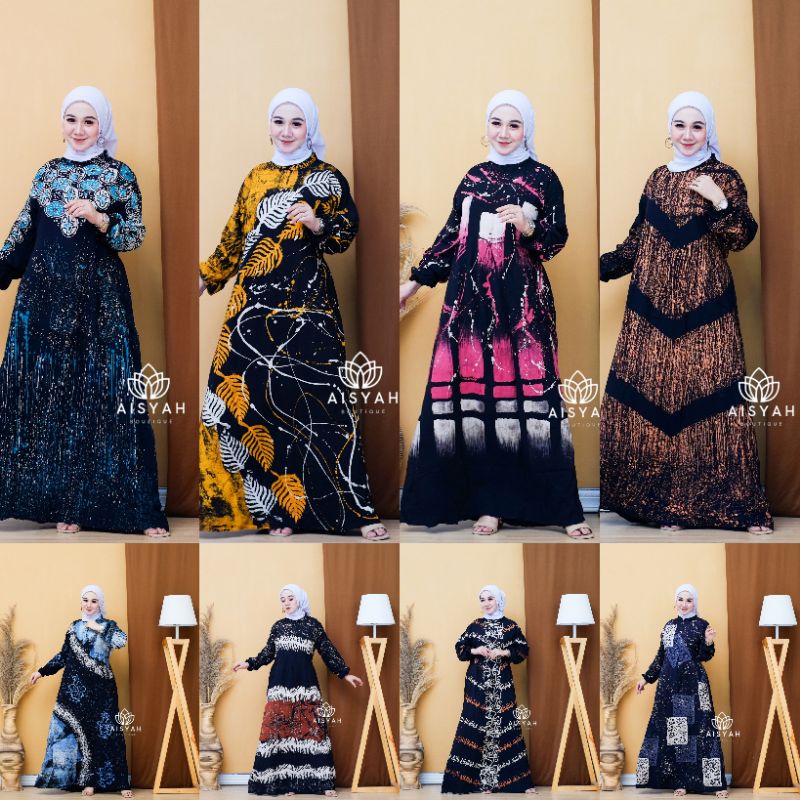 GAMIS RAYON PREMIUM GAMIS TWILL ORI SUPER GAMIS TI DYE GAMIS ABSTRAK DRESS WANITA