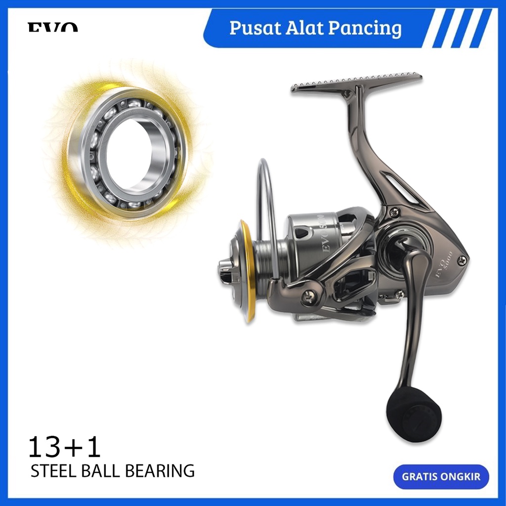 Reel Spinning EVO Menandle Double Anodized Aluminium Spool Linegani Evo 8 + 1 Stianless Ball Bearings Reel Pancing Power Handle