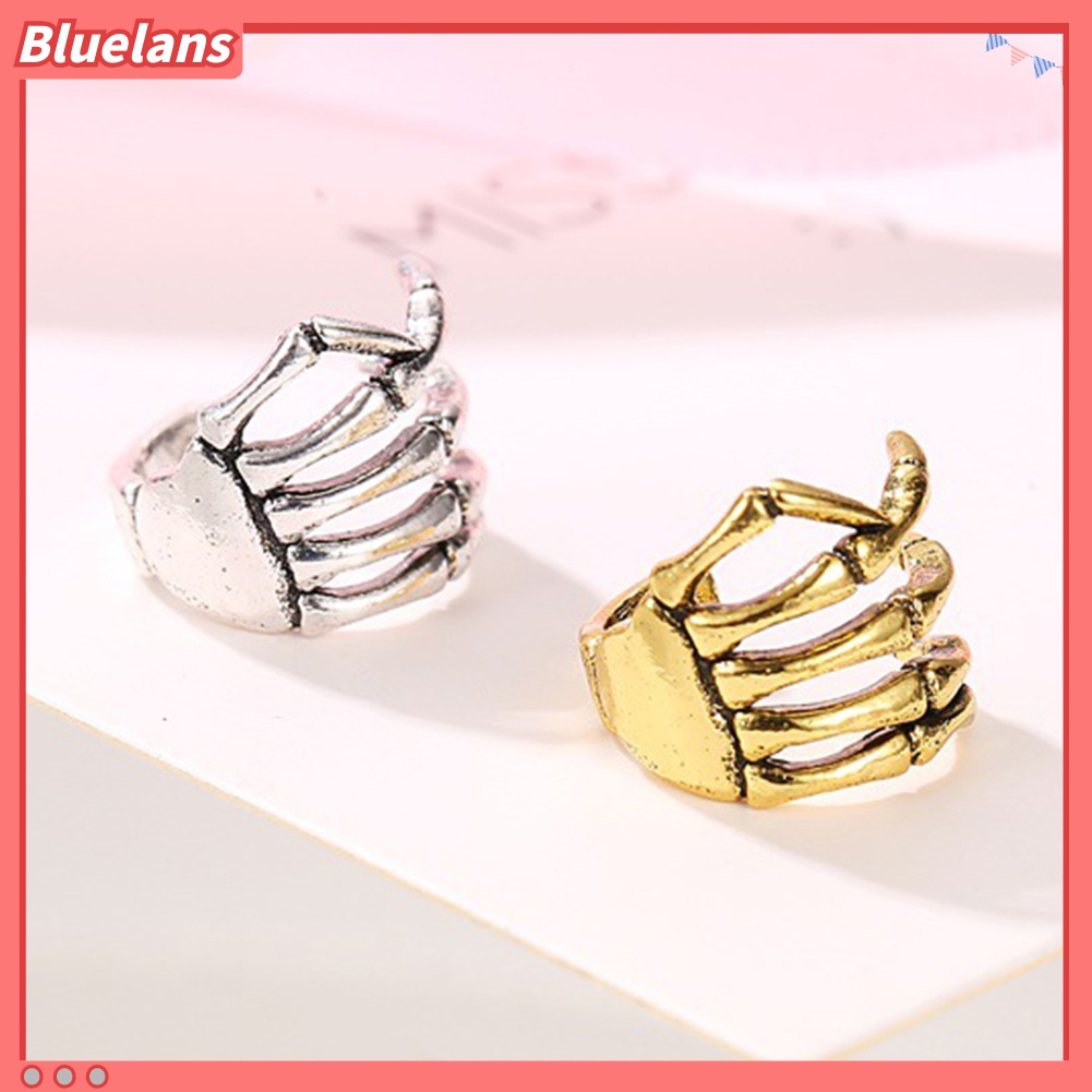 1 Pc Anting Klip Tulang Rawan Telinga Tanpa Tindik Desain Tangan Tengkorak Untuk Wanita