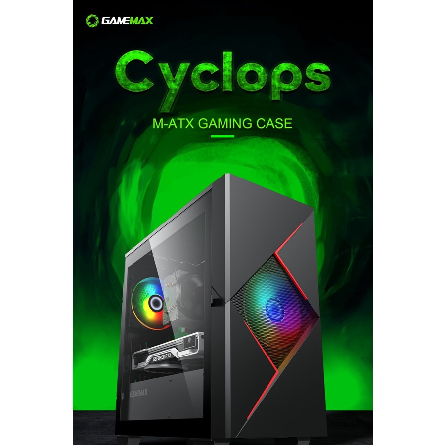 Gamemax Case Gaming Cyclops Black Red M-ATX with ARGB fan &amp; PWM v1.7