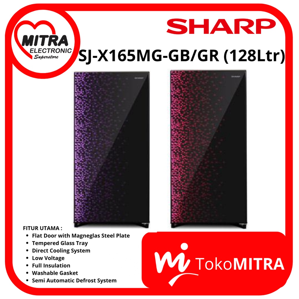 LEMARI ES 1 PINTU SHARP SJ-X165MG-GB/GR (128 Ltr)