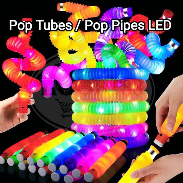 [PER BOX] Light Up Pop Tubes LED Pipes Fidget Sensory Toys / Mainan Selang LED Kreasi