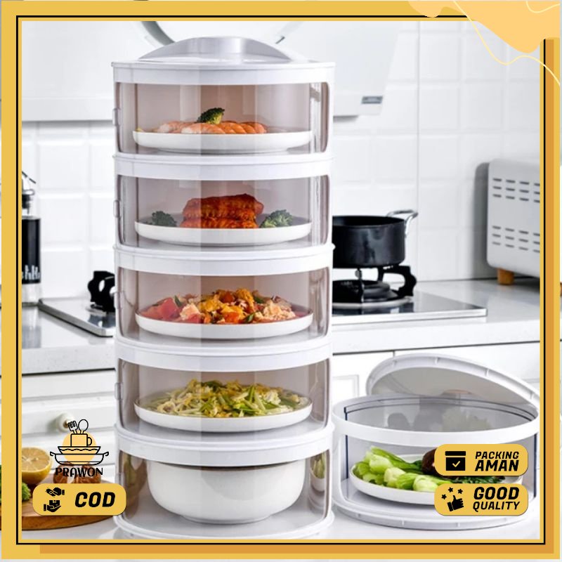 Tudung Saji Rak Tutup Makanan 5 Susun Tempat Penyimpanan Lauk Tertutup Rakitan Tebal Tetap Hangat Ju
