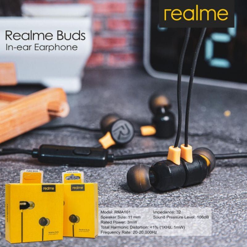 Headset REALME TA-01 Handsfree REALME Buds TA01 Bass Earphone REALME TA-01 Bass