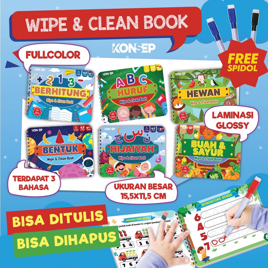 Konsep Wipeandclean Book / Buku Viral Anak / Terlengkap Mainan Anak