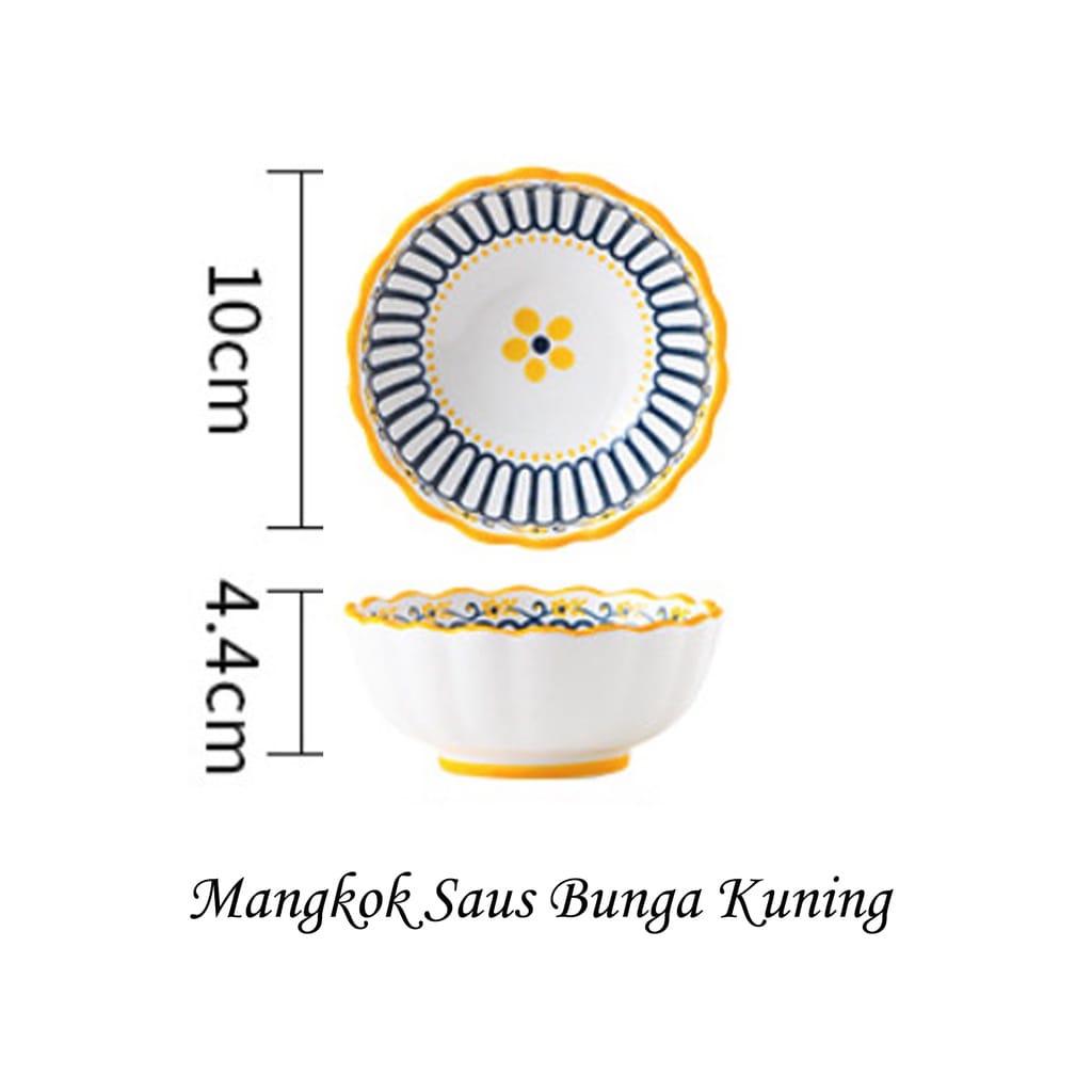 Mangkok Keramik Saus/Sambal Motif Eropa - 10cm Harga/Pc