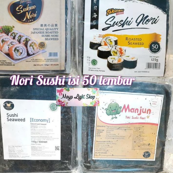 

GRATIS ONGKIR✅Nori Sushi Halal 50 lembar murah manjun tokinori sakao nori dried seaweed rumput laut bento|KD6