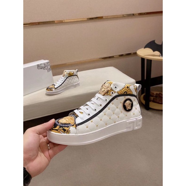 sepatu pria boot putih sneaker vers4ce cowok high top men shoes mirror p1shoes