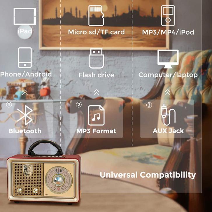 Terbaru Radio FM/AM Multi-fungsi baru desain gaya retro vintage FM AM SW sistem speaker radio use to
