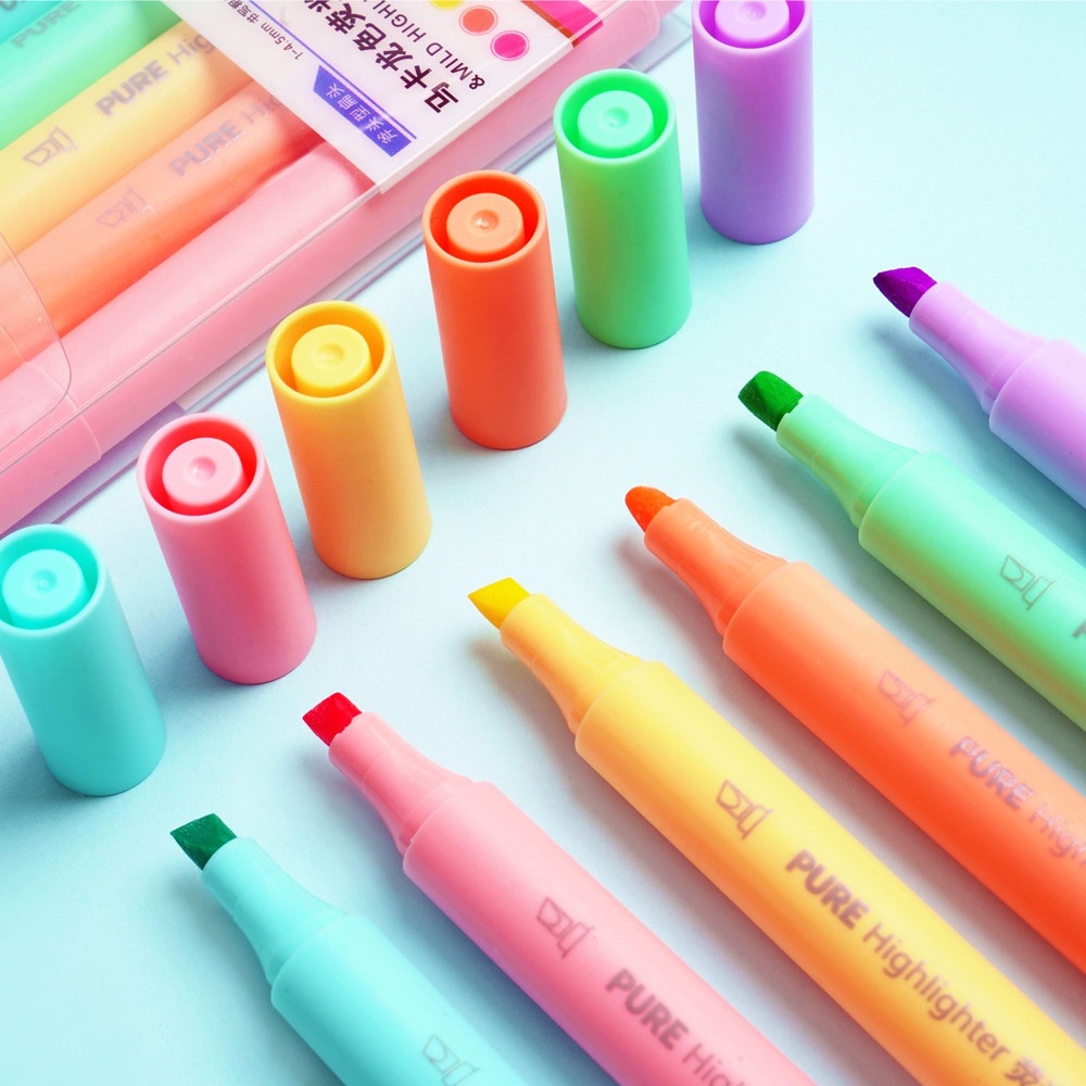 6pcs / set Pensil marker Warna Macaron fluorescent Untuk Sekolah / Kantor