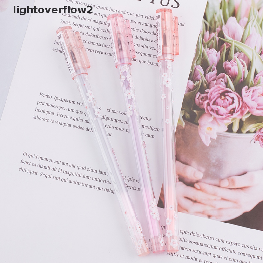 (lightoverflow2) 4pcs Pulpen Gel Motif Bunga Sakura Untuk Kantor