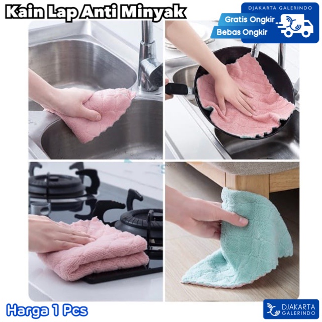 Kain Lap Microfiber Cuci Piring Anti Minyak Dapur Tangan Serbaguna Serap Air