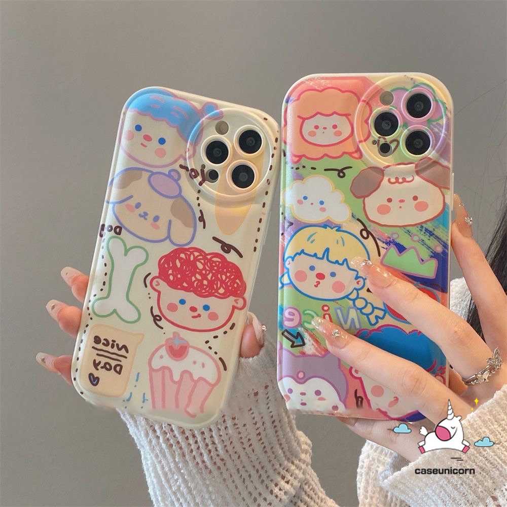 Soft Case TPU Motif Kartun Graffiti Untuk IPhone 11 7 8 Plus 14 Plus 13 12 Pro MAX XR X XS MAX 6 6s Plus SE 2020