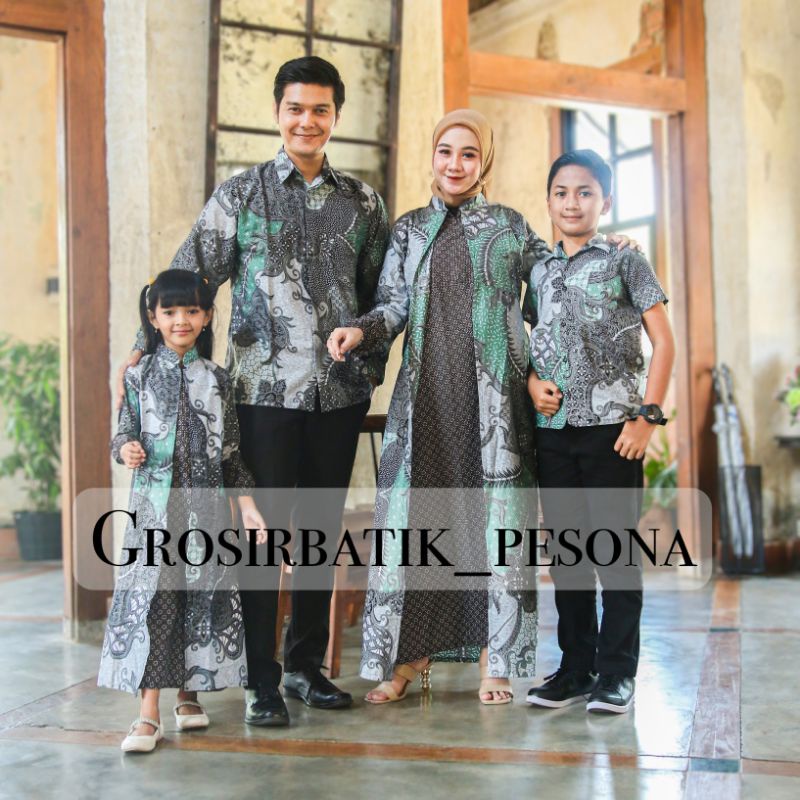 COUPEL GAMIS FAMILI Batik keluarga ,SARIMBIT IBU AYAH DAN ANAK