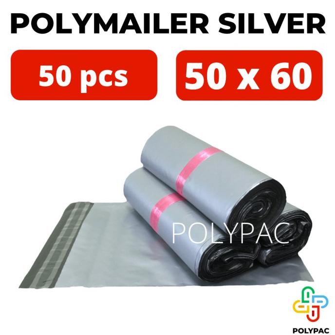 Plastik Polymailer Abu Silver [50x60] 50 pc - Plastik Packing Lem