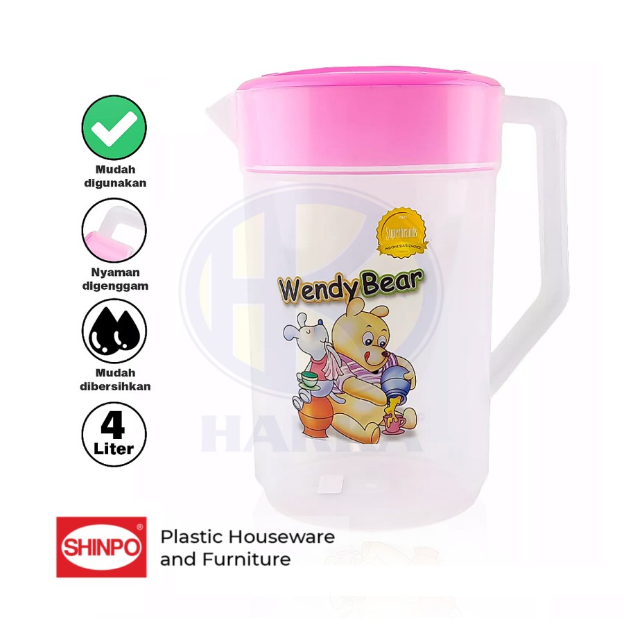 ESKAN PITCHER FAMILIA TRANSPARANT JUMBO 4 Liter SIP 928 | Teko Ceret Morong Air Hangat/Dingin Plasti