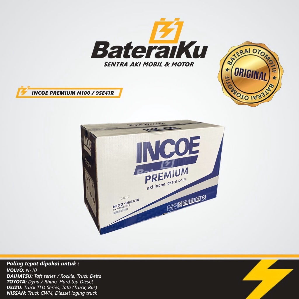 Aki Genset INCOE PREMIUM ASTRA N100 Untuk Truk, Genset, Aki Kapal, dll