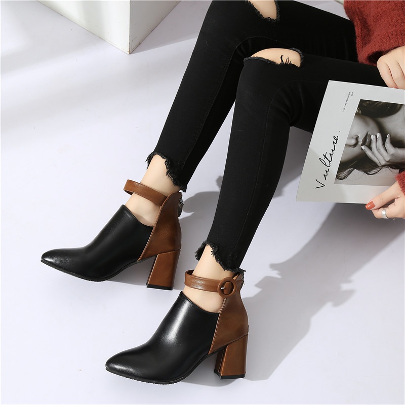 ✅PINKEY P085 Sepatu Boots Korea Import Shoes Wanita Model Mid Heels Tebal