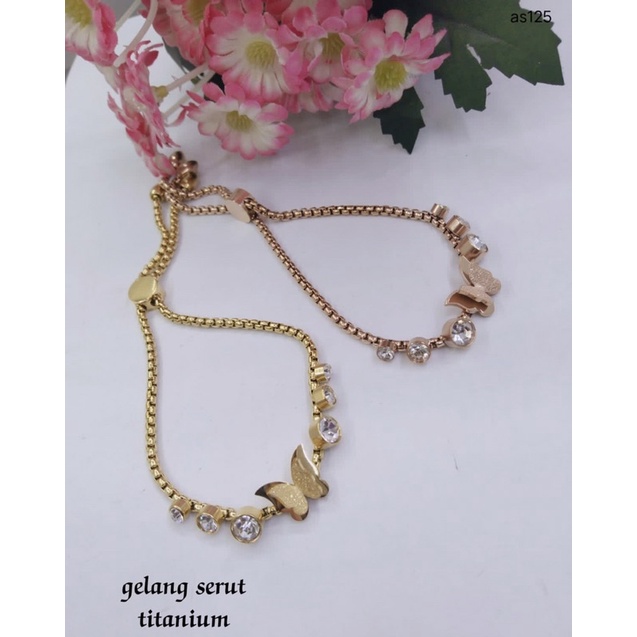 gelang serut titanium kupu-kupu terlaris / aksesoris wanita asli titanium gelang serut