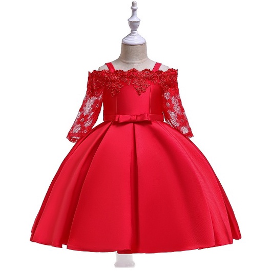 DRESS PESTA ANAK PEREMPUAN IMPORT / baju pesta anak tutu satin L-5083 gaun bordir LENGAN PANCUNG IMPORT HIGH QUALITY