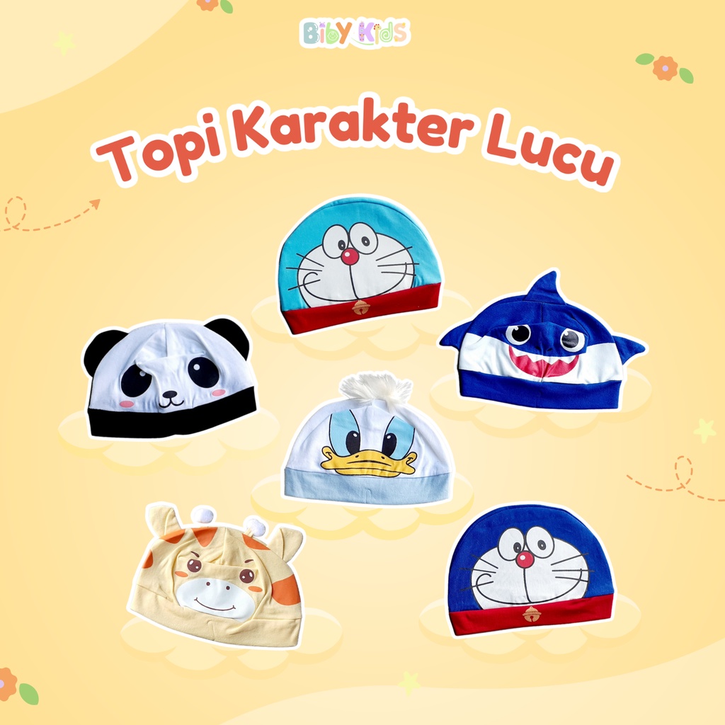 Topi Bayi Laki Laki Perempuan Baby Newborn Baru Lahir 0-6 Bulan Murah Kupluk Baby Karakter Lucu UNISEX