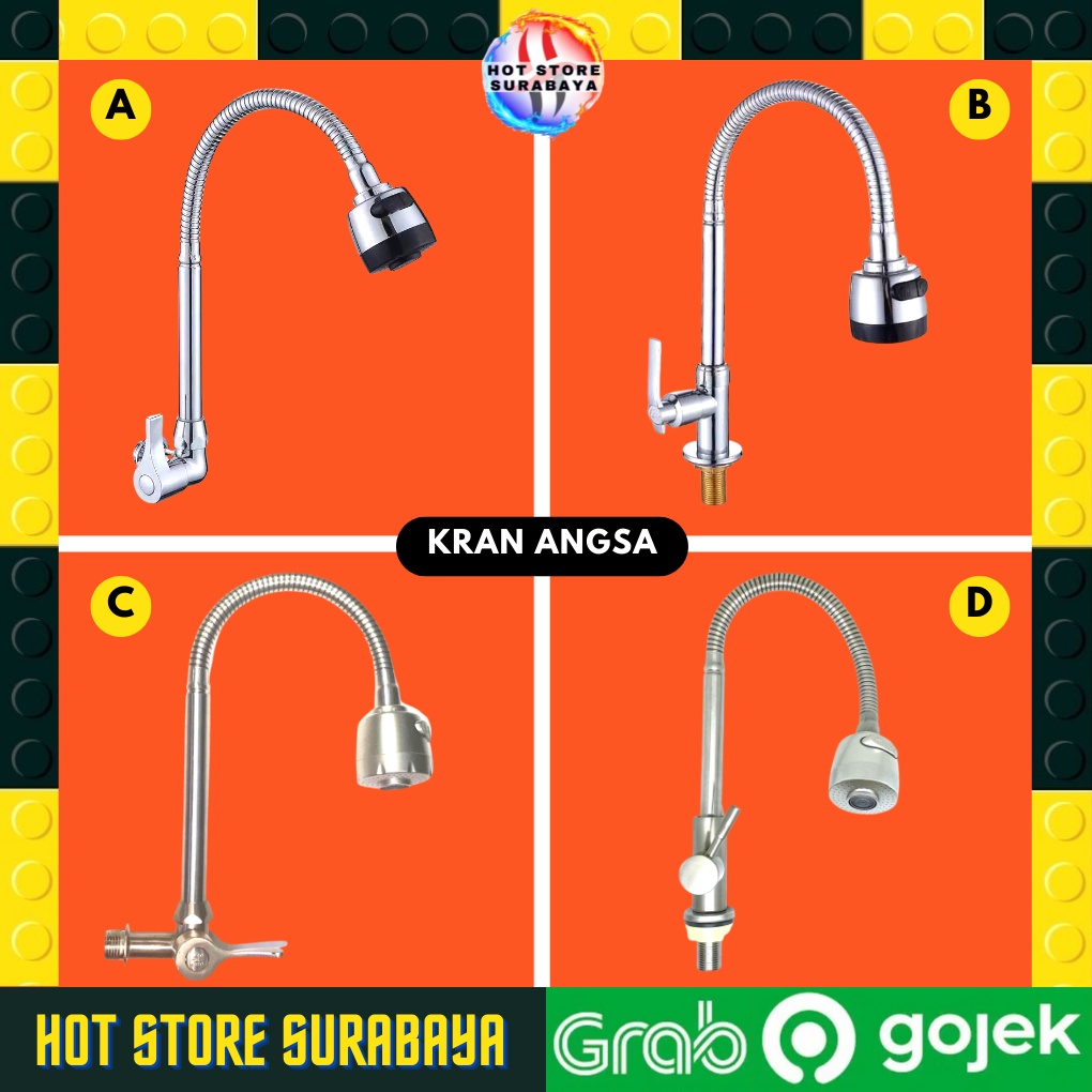 KRAN ANGSA CUCI PIRING KERAN SHOWER WASTAFEL LEHER ANGSA FLEKSIBEL / FLEXIBLE 1/2 INCH CHROME TEMBOK