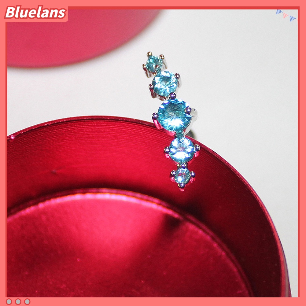 Bluelans 1Pc Lady Rhinestone Inlaid Arc Shape Ear Stud Earring Cartilage Piercing Jewelry