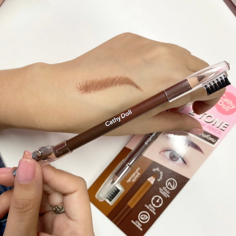 [TERMURAH] Cathy Doll 2 Tone Eyebrow Pencil | Pensil Alis Long Lasting Free Brush &amp; Serutan| Browit.id