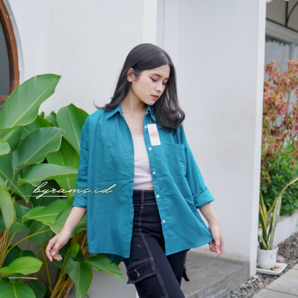 Kemeja Wanita Oversize Linen Olivia Shirt Linen Pocket Oversize-TOSCA