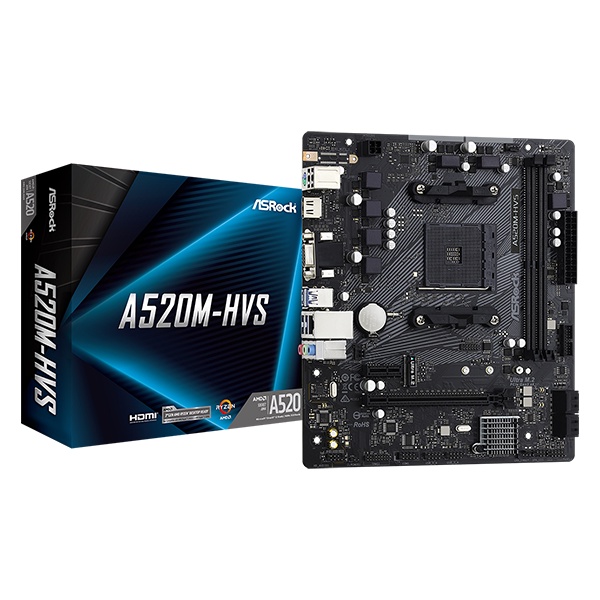 ASRock A520M-HVS (AM4, A520, DDR4, USB 3.2, SATA3) NAMPOLL