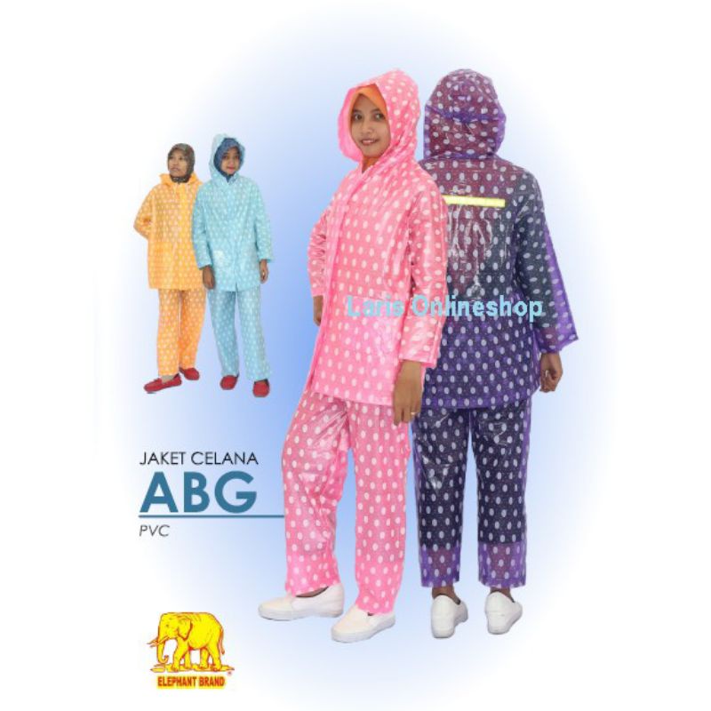 JAS HUJAN JAKET CELANA Elephant Brand ABG Polkadot PVC