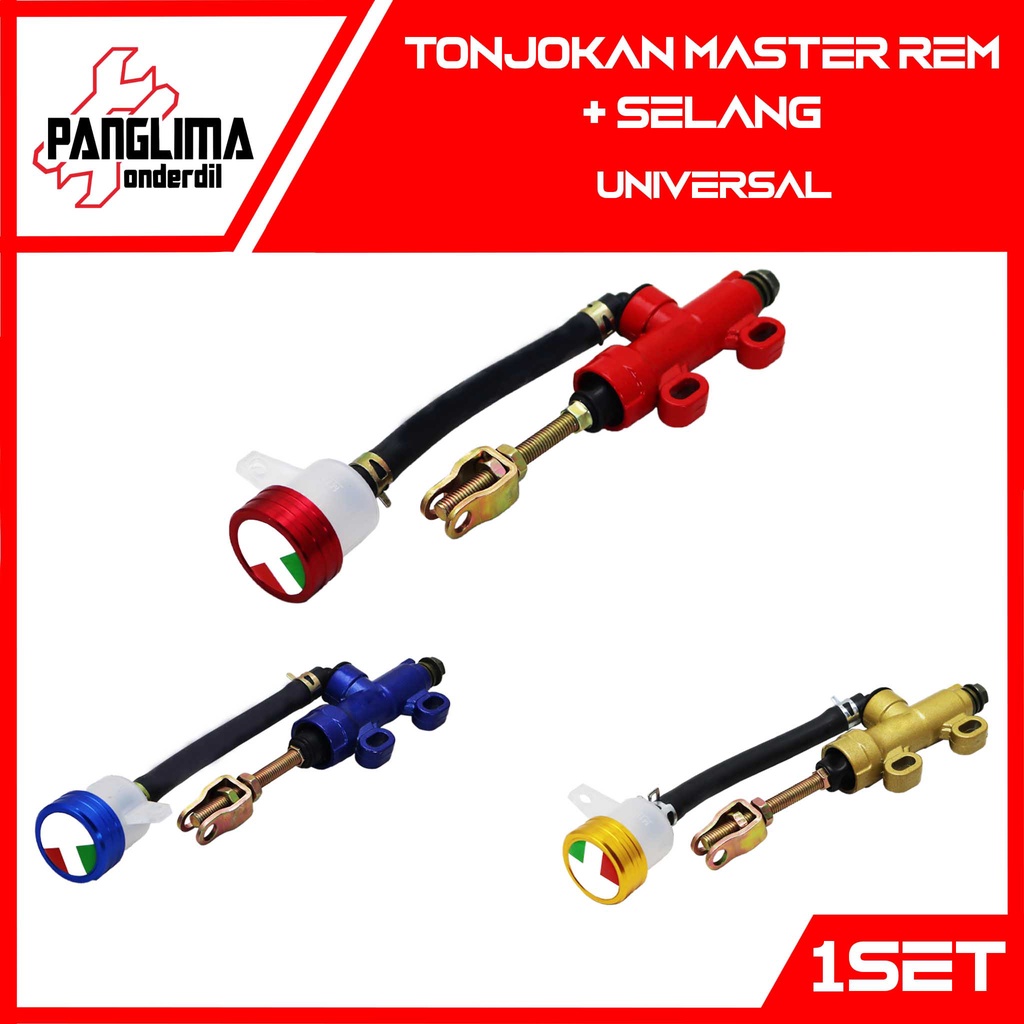 Tonjokan Master Rem Selang Untuk Semua Jenis Motor-Universal Belakang Tabung Langsung Dengan CNC Merah-Biru-Emas