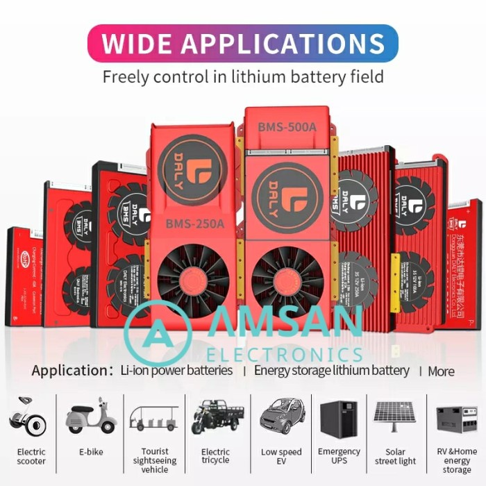 DALY BMS Li-Ion 3S 4S 7S 8S 20S 12V 24V 48V 60V 72V 50A 100A 60A 80A