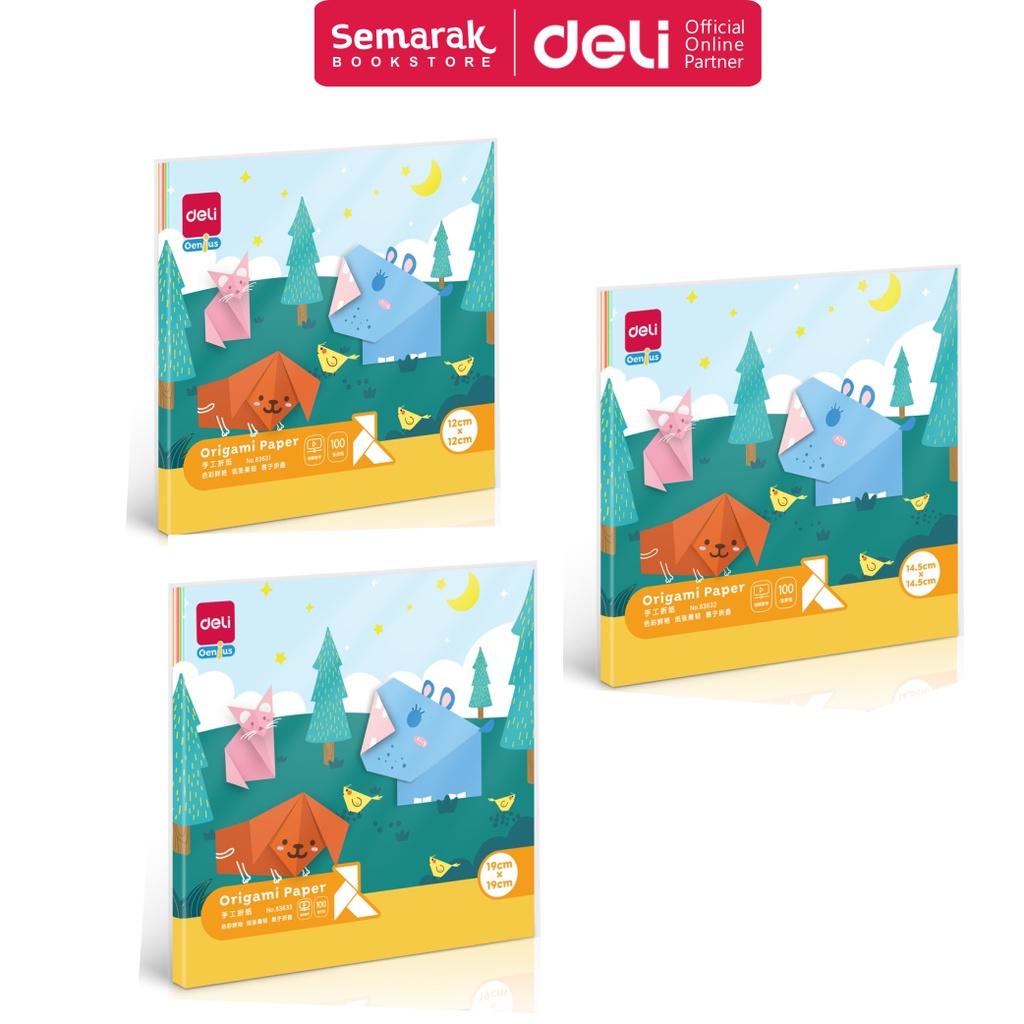

Deli Origami Paper Kertas Lipat 10 Warna 12 x 12 / 14,5 x 14,5 / 19 x 19 cm [1 Pack / 100 Lembar]