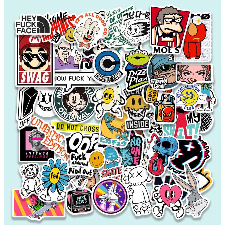 

50 pcs Sticker Vinyl Laptop Waterproof DIY HP motor helm mobil ipad tablet st036
