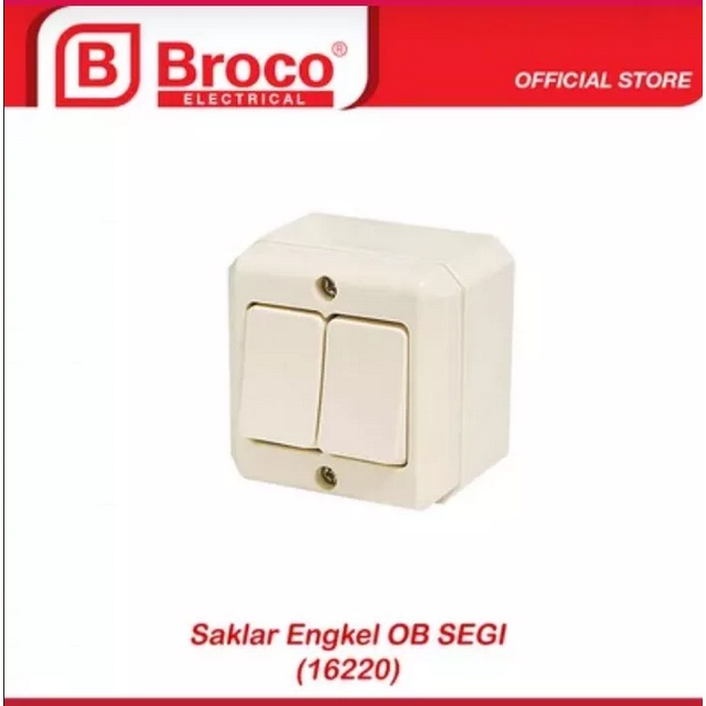 Saklar Double Outbow BROCO 16220 Putih 10A/250V