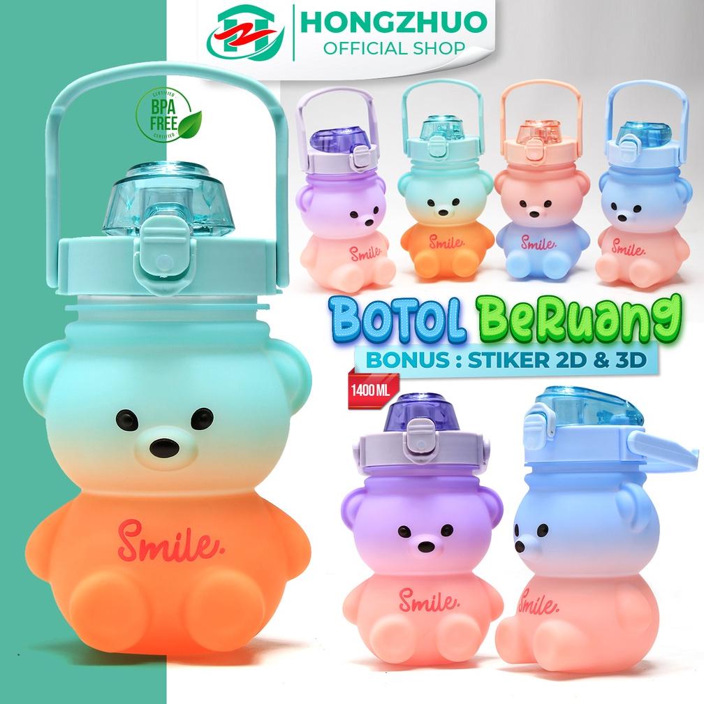 HONGZHUO BOTOL MINUM GEMOY MOTIF BERUANG 1400ML BOTOL MOTIVASI BOTOL MINUM VIRAL TERBARU TERLARISSSS