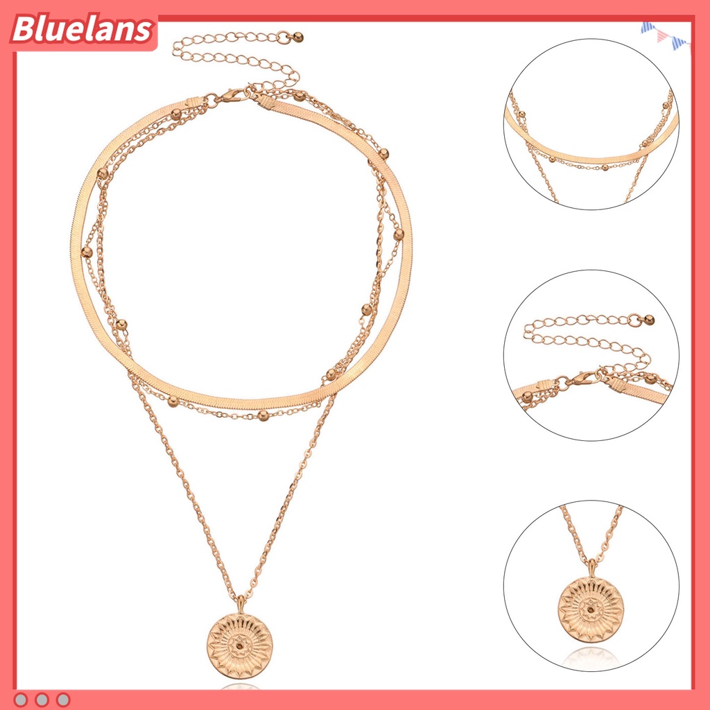 Bluelans Kalung Choker Multilayer Gaya Punk Hip-Hop Untuk Wanita