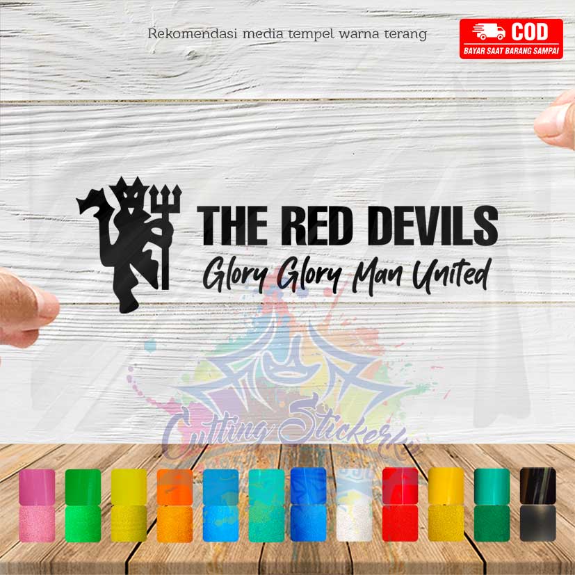 Cutting Stiker Manchester United Glory Variasi Motor Mobil Sticker Timbul Keren Nyala Dasbor Spakbor Visor Body Kaca Helm Laptop Hologram Reflective Tahan Air Bodi Samping Scoopy Vario Beat NMAX PCX Vespa Aesthetic Premier League Windshield Club Bola