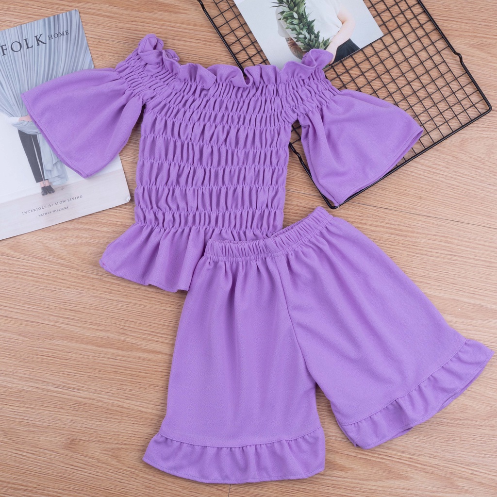 IL - SETELAN ANAK ELLIAS / SET BAJU BALI ANAK CREPE ELFIS SABRINA RUFFLE / SET SABRINA CELANA RUFFLE BALITA PEREMPUAN