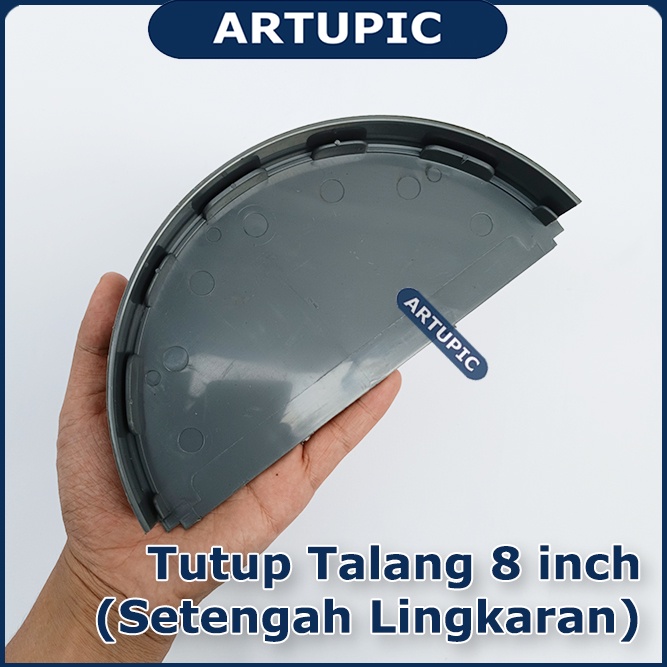 Tutup Talang 8 inch Setengah Lingkaran Penutup Talang Air 8&quot; PVC merk Langgeng RG 8 bukan Grest