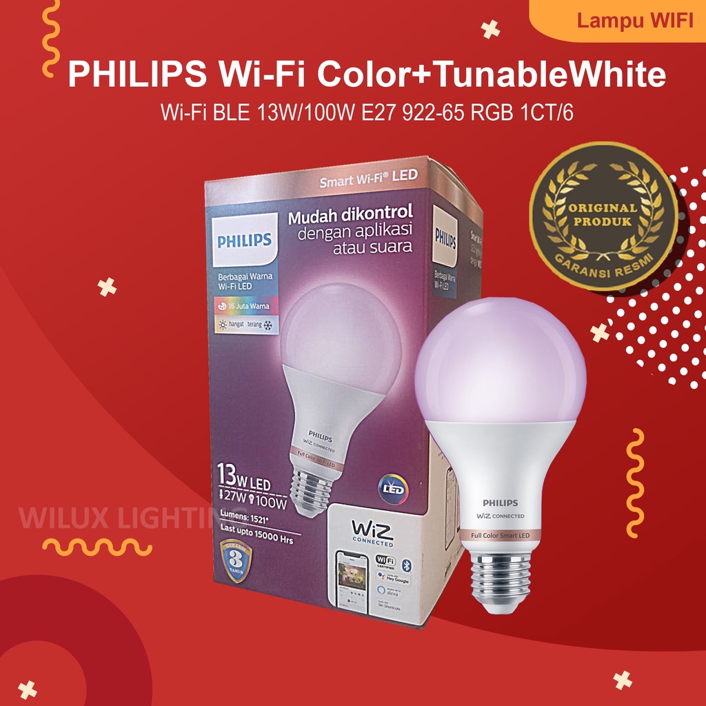 Philips Smart WiFi Bulb 13w Color+TunableWhite (warna)
