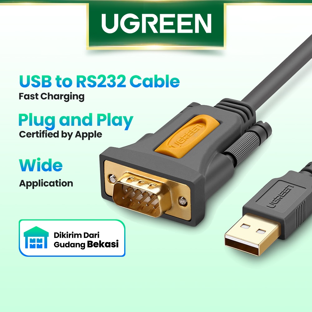【Stok Produk di Indonesia】Ugreen Kabel Adapter USB 2.0 to DB9 Pin Panjang 100cm Untuk Windows