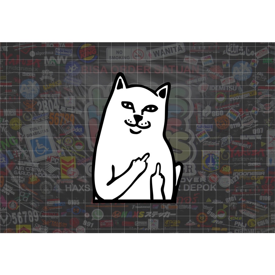 Cutting Sticker Kucing Jari Tengah Ukuran 10 Cm Untuk Motor Mobil