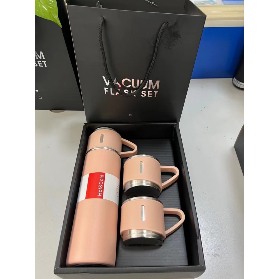 Thermos Vacuum Flask Set Botol Minum Cangkir Set Premium 500ml Hot Cool Panas Dingin