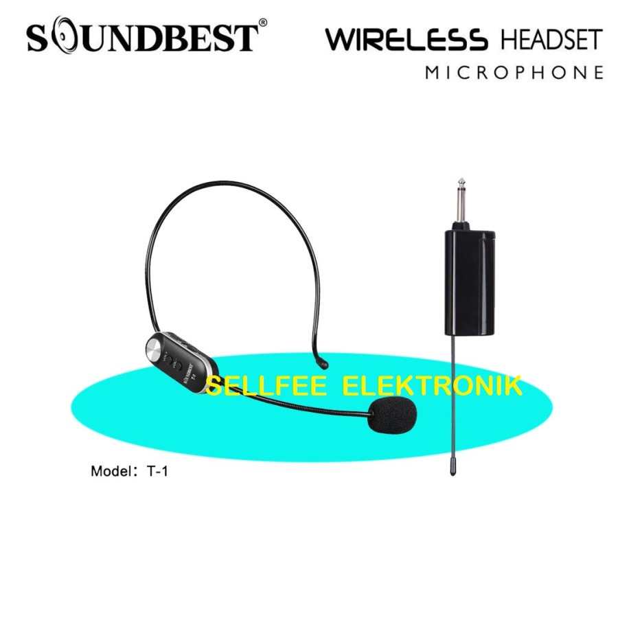 mic wireless Bando soundbest T1 Mikrofon  Headset Baterai Charge