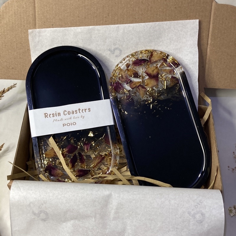 [Poio] Coaster oval flower resin / Tatakan oval bunga aesthetic / Custom tray