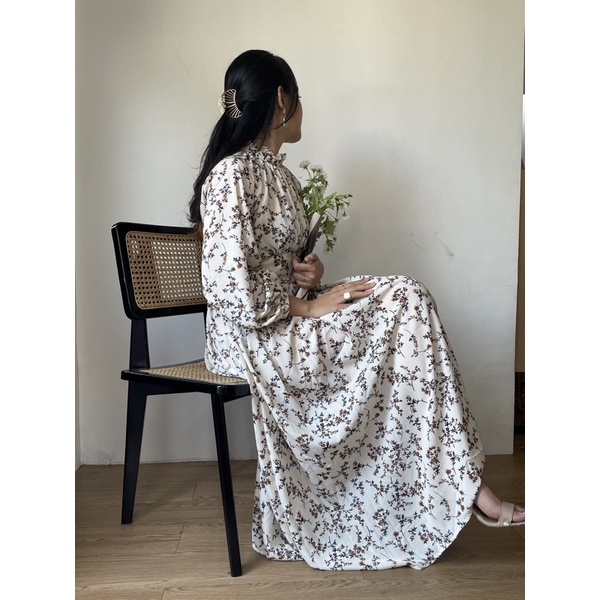 Zéa - Diora - Dress Korea Motif Bunga Crincle Busui Maxi