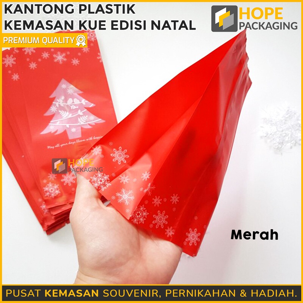 [20 pcs ] Kantong Plastik Kemasan Kue Natal Seri 2 Size : 9.5 x 6.7 x 20 cm Plastik Motif Fancy Cookies Kue