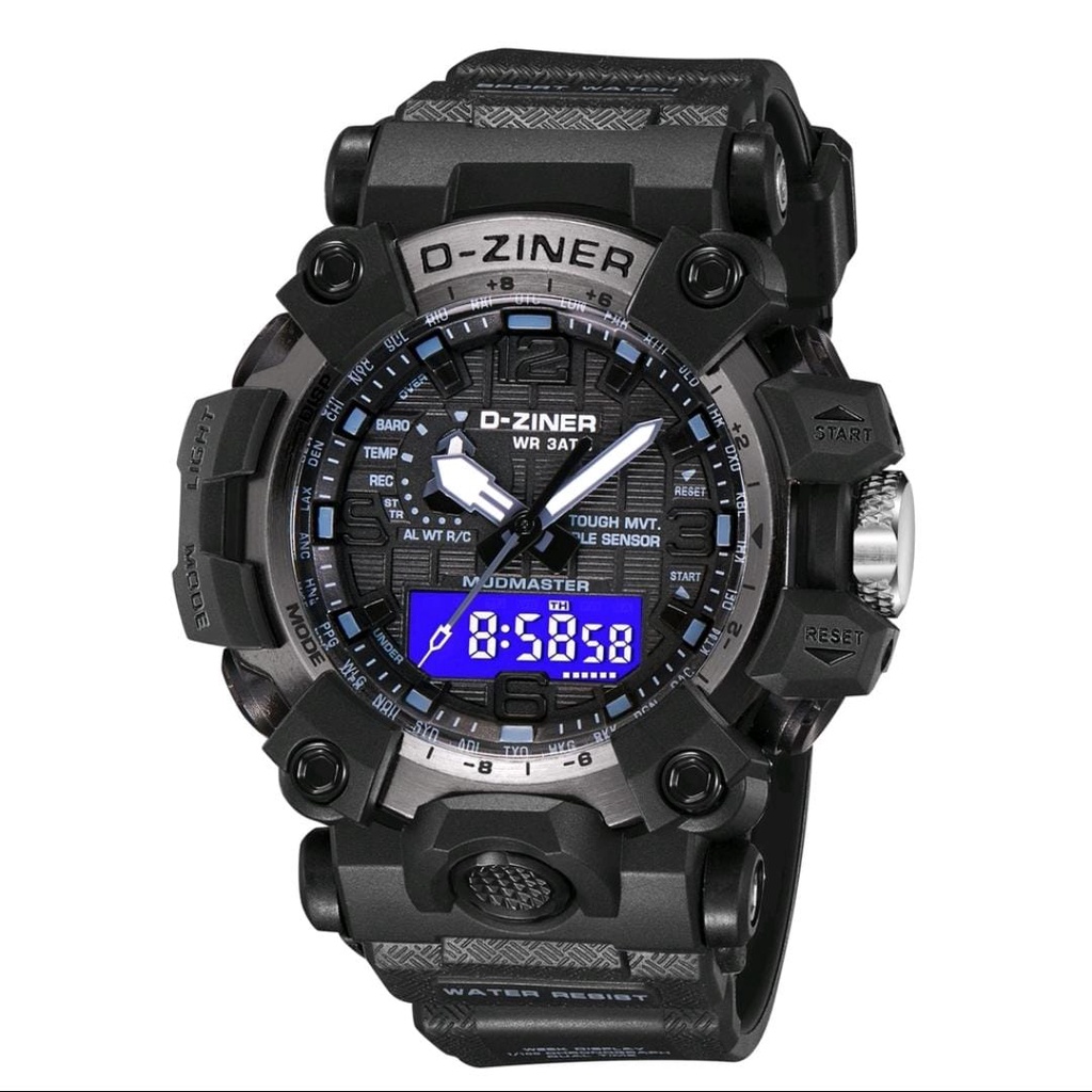 ✔️COD JAM TANGAN PRIA DZINER 8316 ORIGINAL WATER RESISTANT 30M / JAM TANGAN D-ZINER DIGITAL ANALOG DUAL TIME STRAP RUBBER SPORT ANTI AIR ( FREE BOX + KARTU GARANSI )